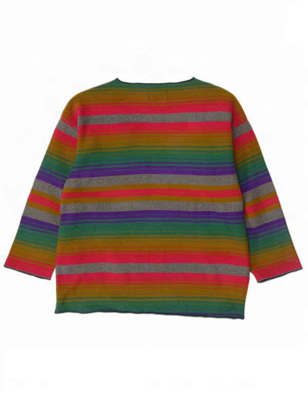 Vintage Damen V-Ausschnitt Pullover Pullover UK 18 XL Mehrfarbig gestreifte Wolle