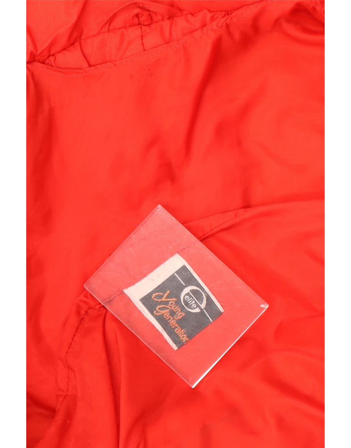 Wattierte Elite-Jacke für Mädchen, 13–14 Jahre, rotes Colourblock-Polyamid