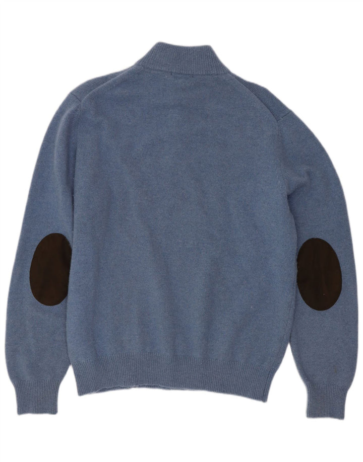 Hackett Herren-Pullover mit Reißverschluss am Hals, große blaue Wolle