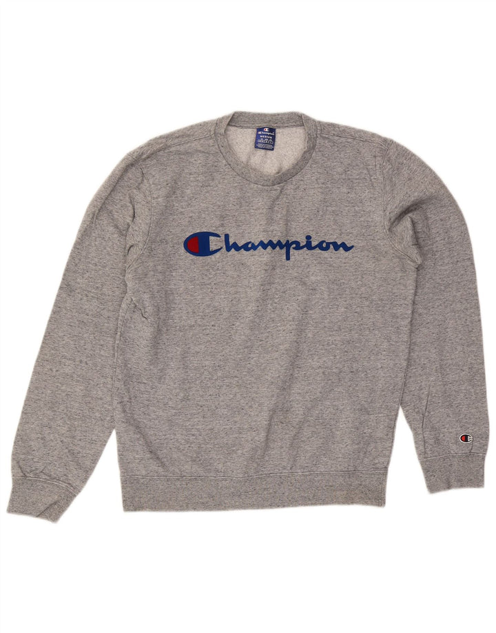 Champion Herren-Sweatshirt mit Grafik, mittelgrau gefleckte Baumwolle
