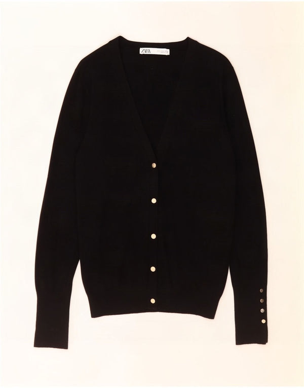 Zara Damen-Cardigan-Pullover UK 14 Große schwarze Viskose