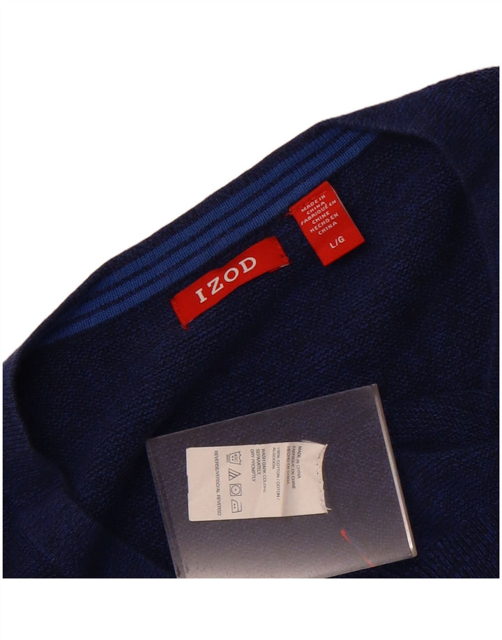 Izod Herren-Pullover mit V-Ausschnitt, groß, aus blauer Baumwolle