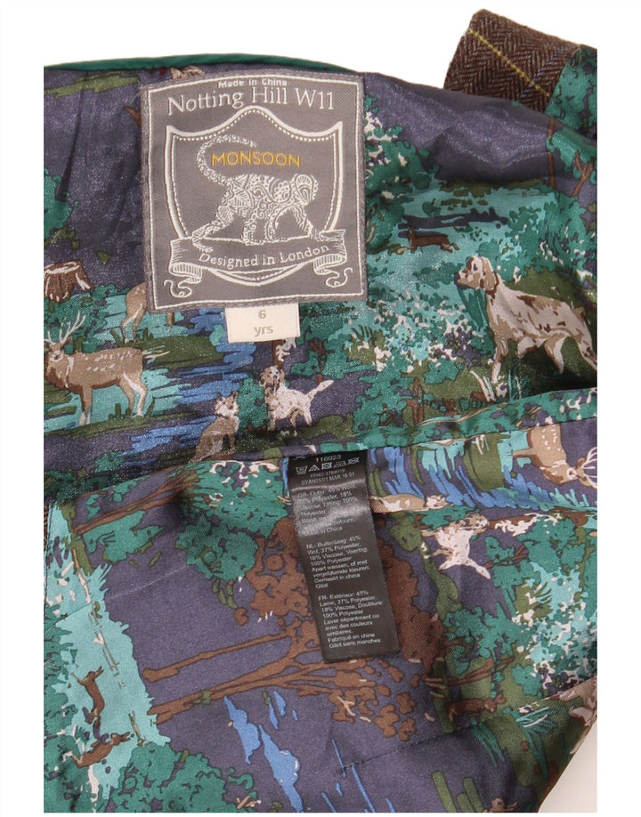 Monsoon Weste für Jungen, 5–6 Jahre, braun karierte Wolle