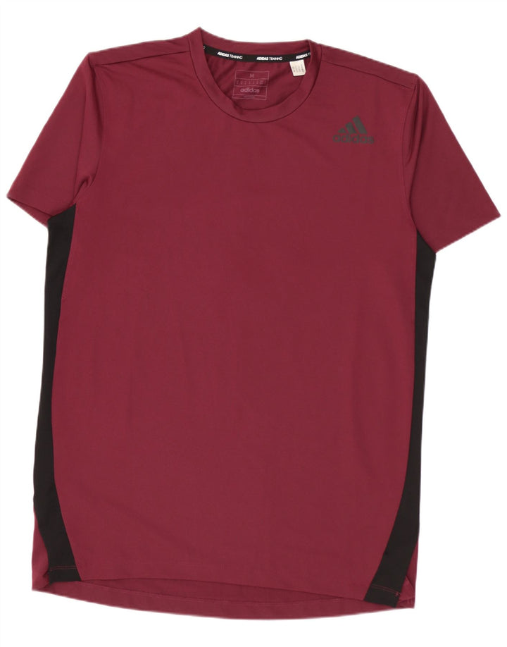 Adidas Herren T-Shirt Top Medium Burgund Colourblock Polyester