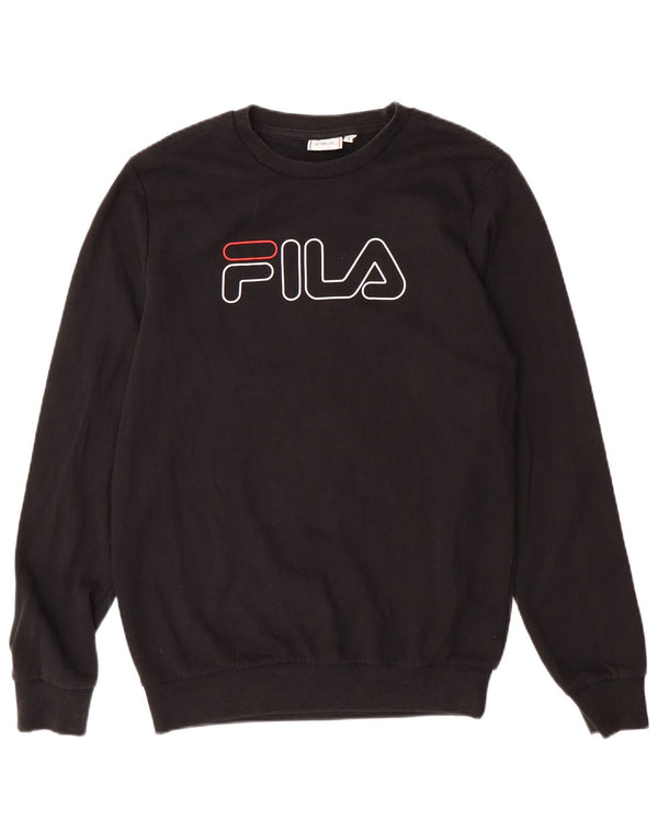 Fila Herren-Sweatshirt mit Grafik, Größe S, schwarze Baumwolle