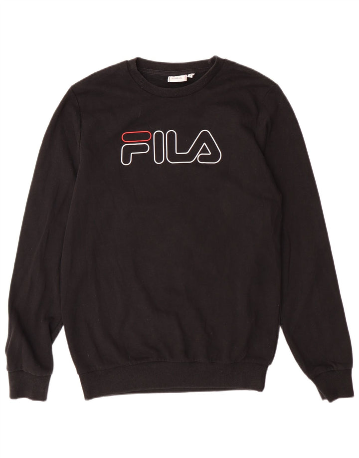 Fila Herren-Sweatshirt mit Grafik, Größe S, schwarze Baumwolle