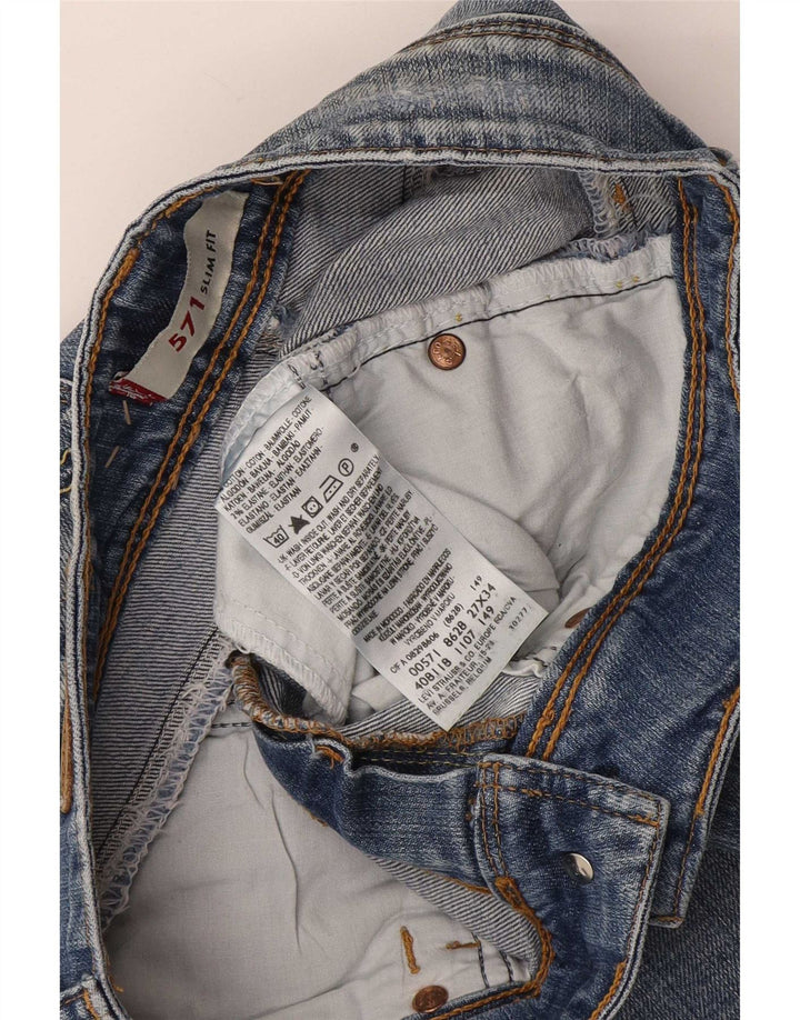 Levi's Damen 571 Slim Jeans W27 L34 Blaue Baumwolle