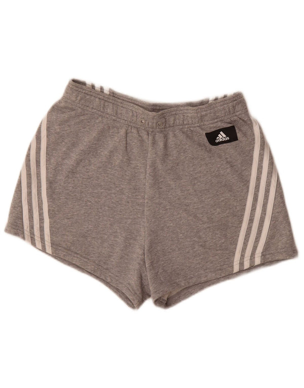 Adidas Damen Sportshorts UK 8/10 Small Grau gefleckte Baumwolle