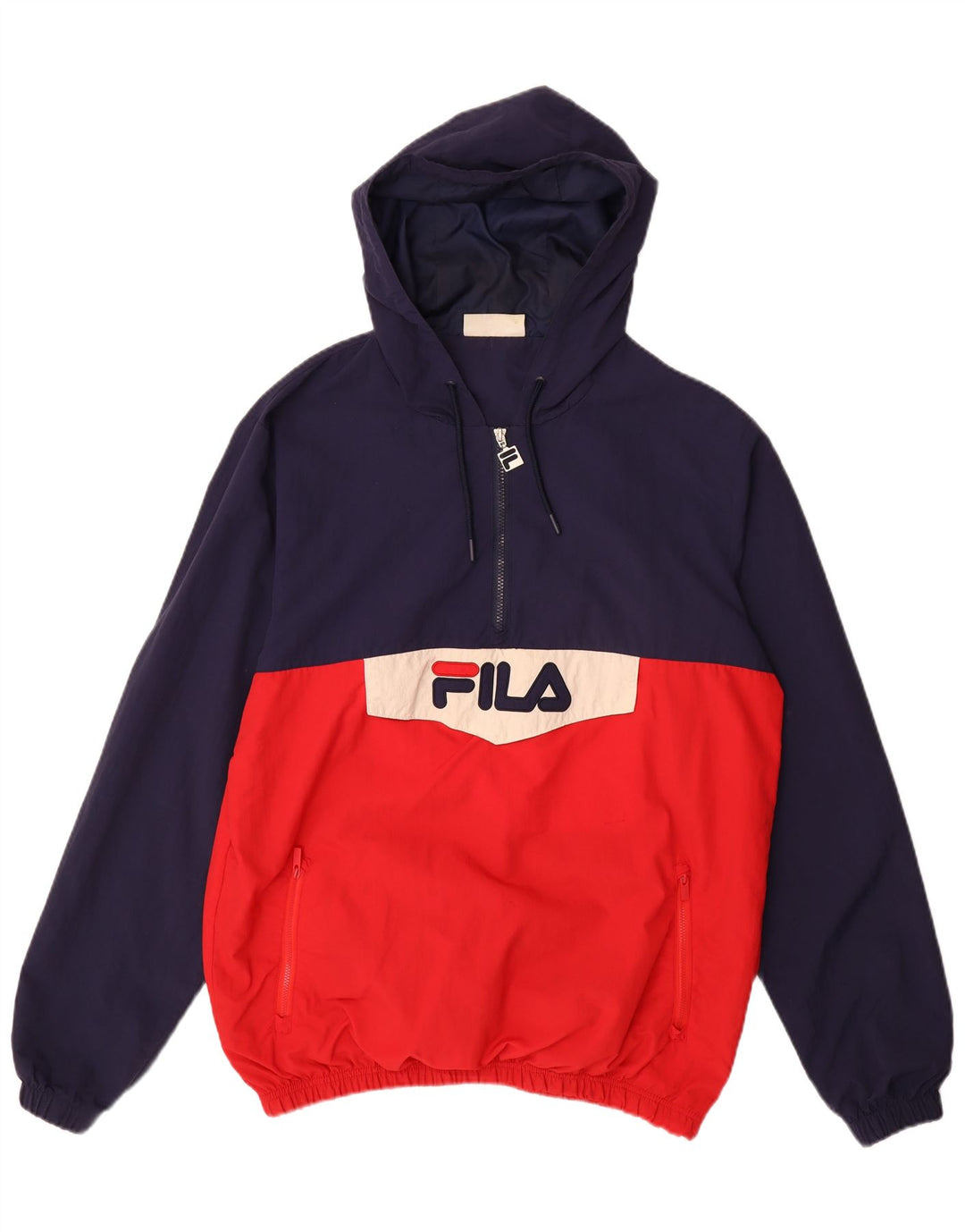 FILA Anorakjacke mit grafischer Kapuze für Herren, UK 40, Größe L, Marineblau, Farbblock