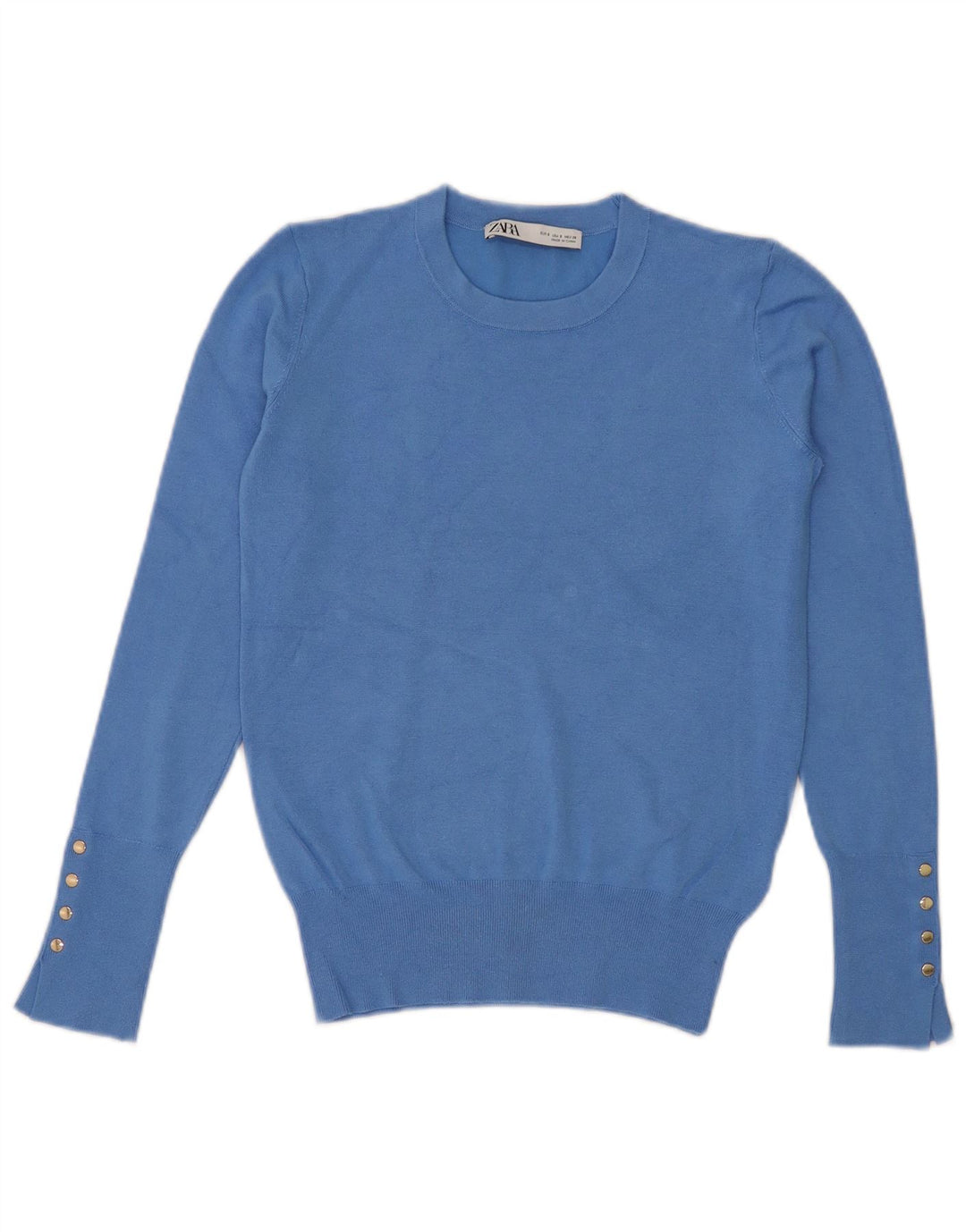 Zara Damen-Pullover mit Rundhalsausschnitt, UK 10, kleine blaue Viskose