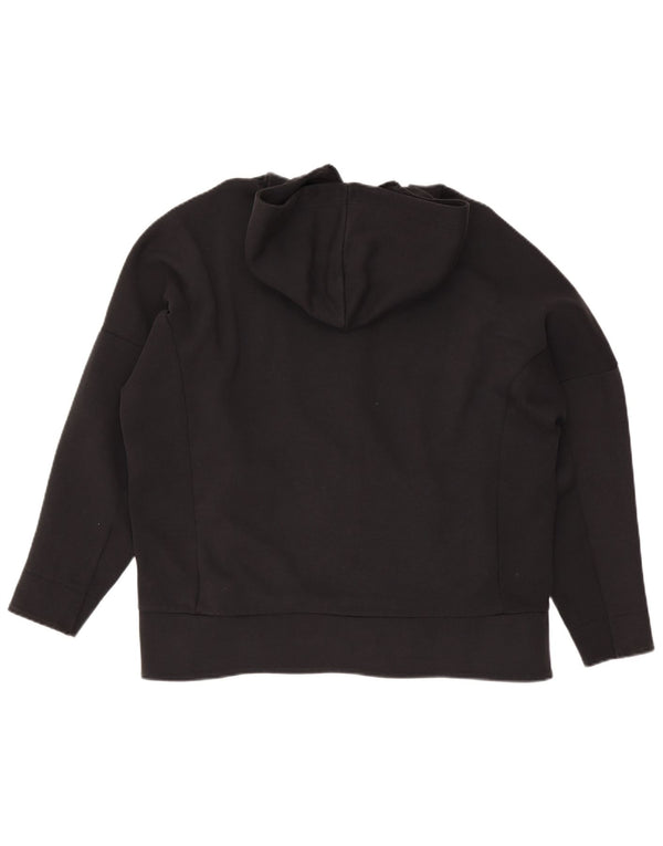 Adidas Damen Übergroßer Kapuzenpullover mit Reißverschluss, UK 16/18, große schwarze Baumwolle