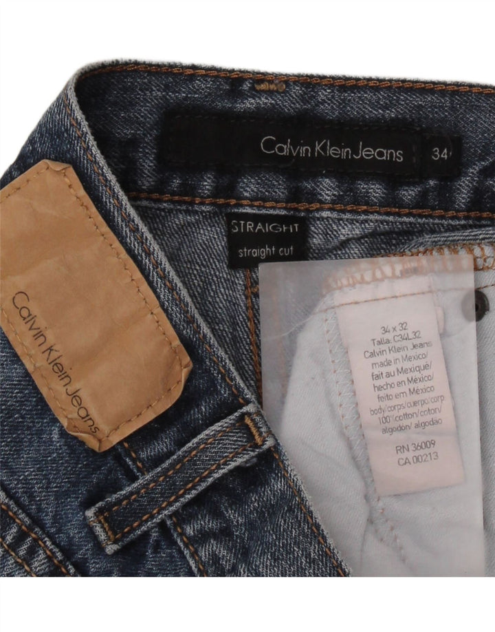 CALVIN KLEIN Herren Straight Jeans W34 L32 Blaue Baumwolle