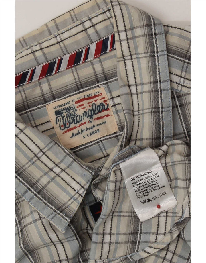 Wrangler Herren-Kurzarmhemd XL, grau kariert, Baumwolle