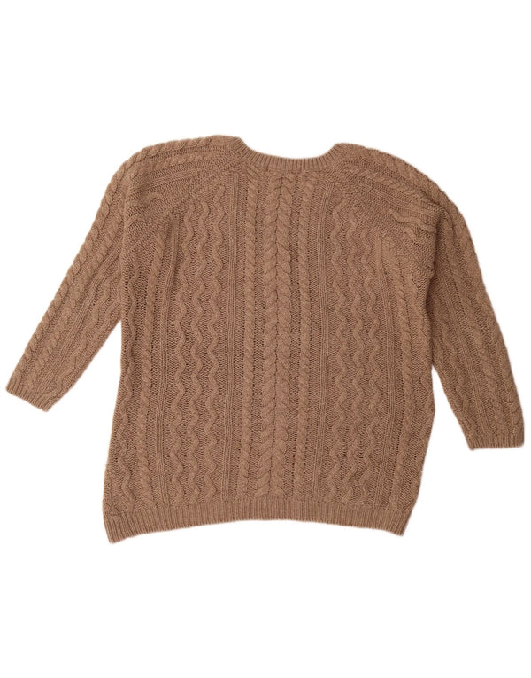 Marks & Spencer Damen-Pullover, übergroß, Rundhalsausschnitt, Gr. 14, Braun
