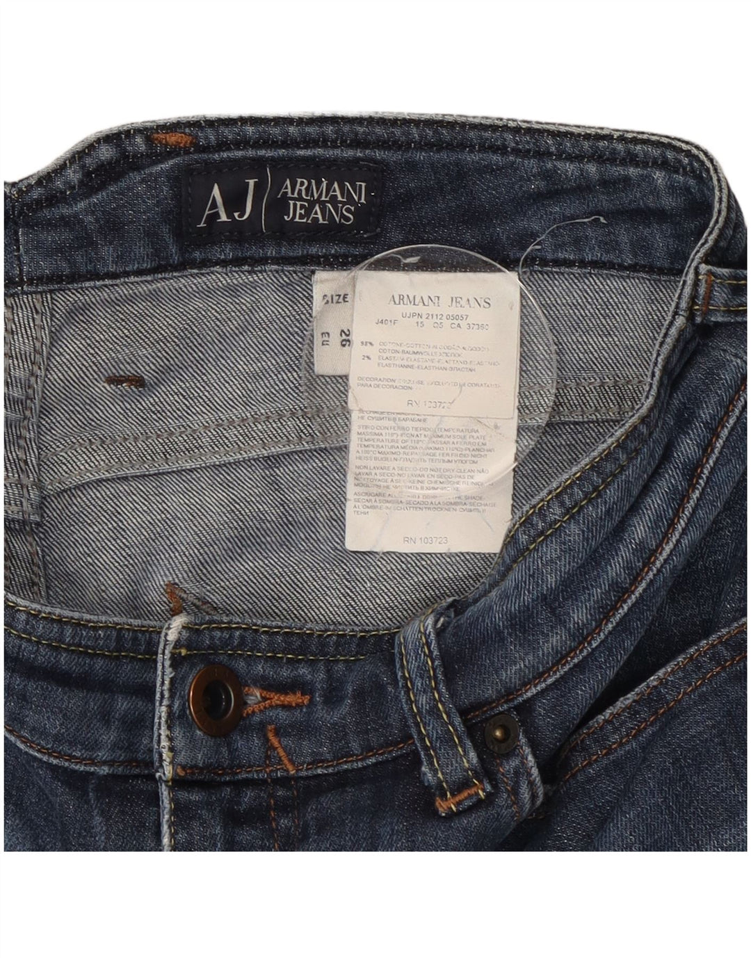 Armani Damen Graphic Slim Jeans W26 L32 Marineblaue Baumwolle