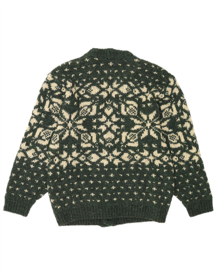 Foxhound Herren-Cardigan-Pullover Mittelgrün Fair Isle