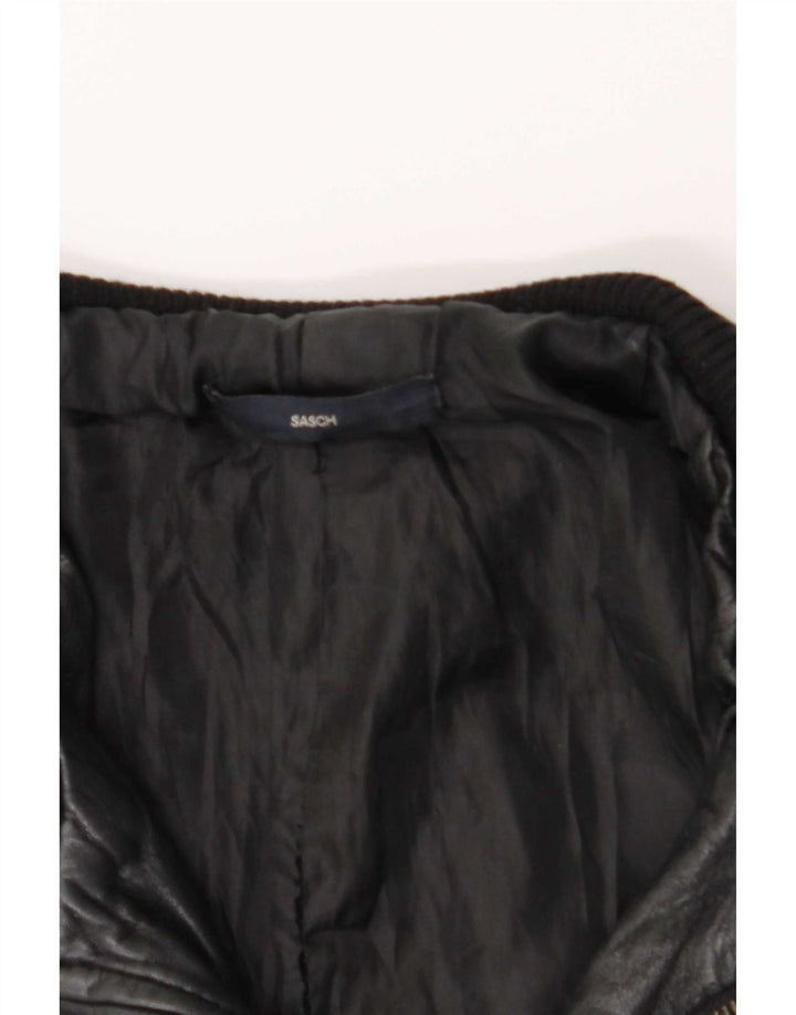 Sasch Damen Crop Lederjacke UK 12 Medium Schwarz