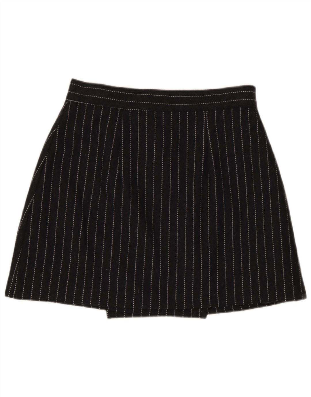 Vintage Damen Mini Wickelrock IT 44 Medium W28 Grau gestreifte Viskose