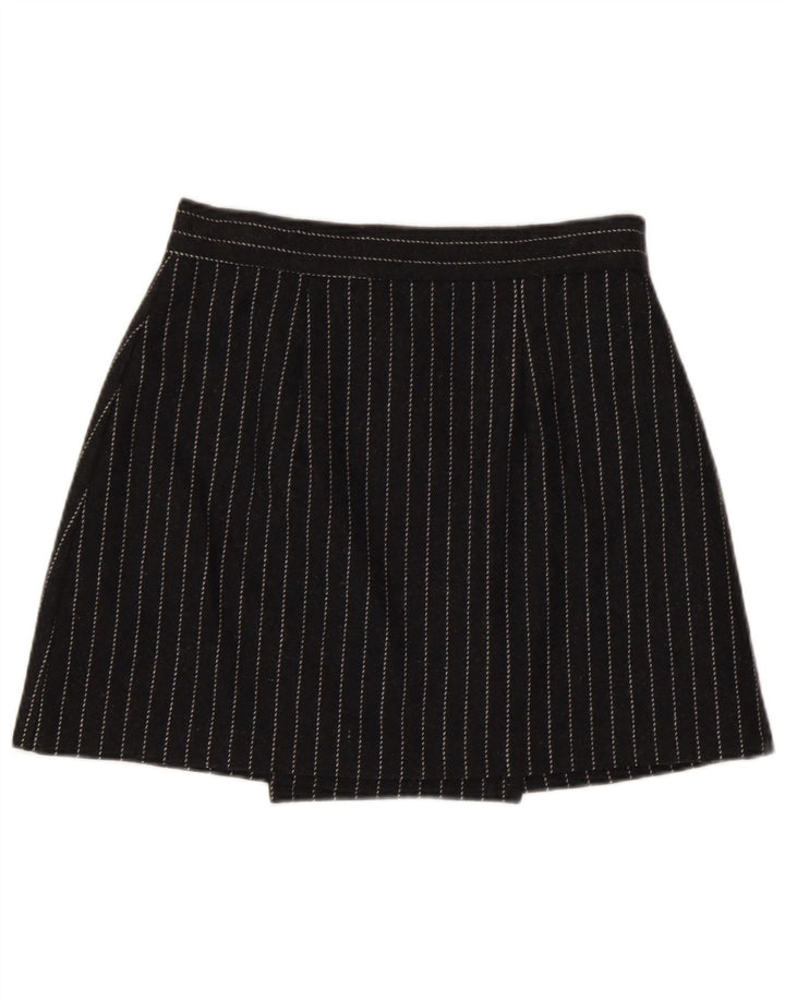 Vintage Damen Mini Wickelrock IT 44 Medium W28 Grau gestreifte Viskose