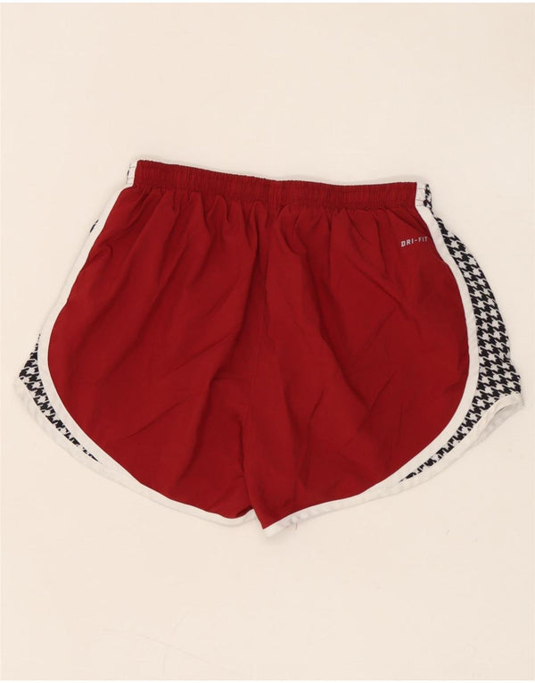 NIKE Damen Dri Fit Graphic Sport Shorts UK 12 Medium Maroon Houndstooth
