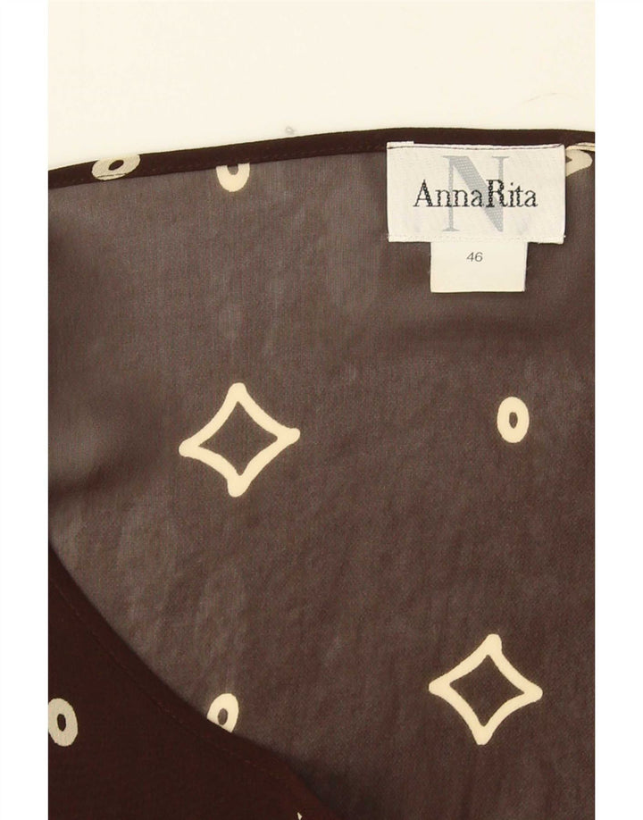 Durchsichtiges A-Linien-Kleid für Damen im Vintage-Stil, Größe 46, groß, braun, geometrisch