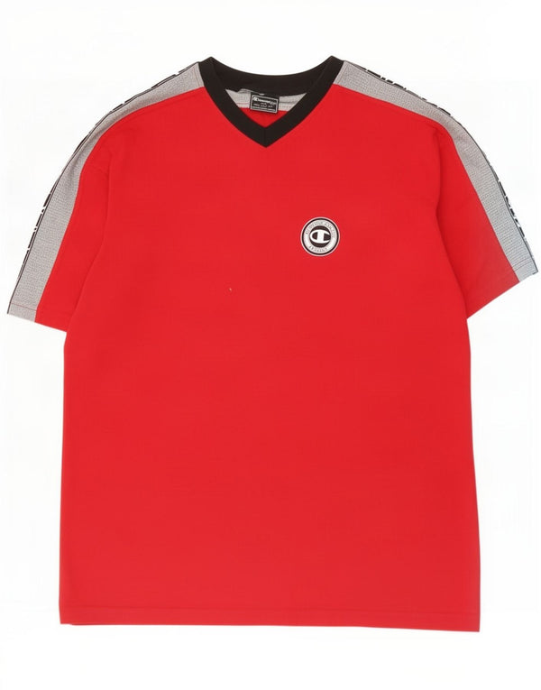 Champion Herren-T-Shirt mit Grafik, groß, rot, Colourblock-Baumwolle