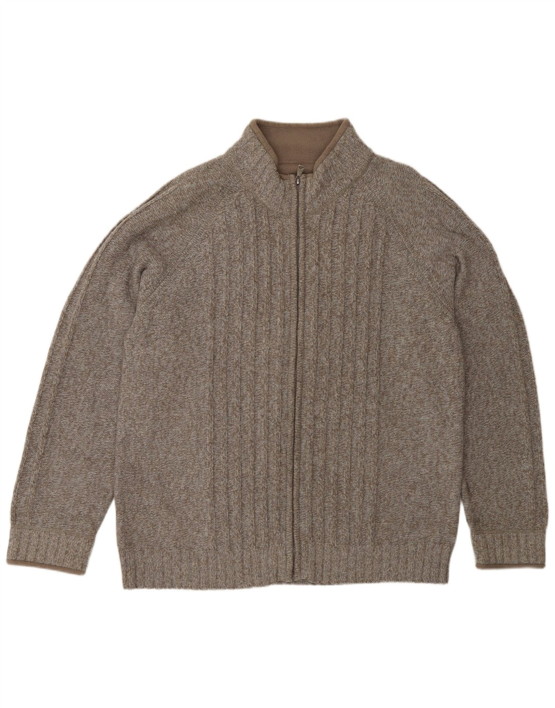 Marks & Spencer Herren-Strickjacke, groß, braun gesprenkelte Wolle