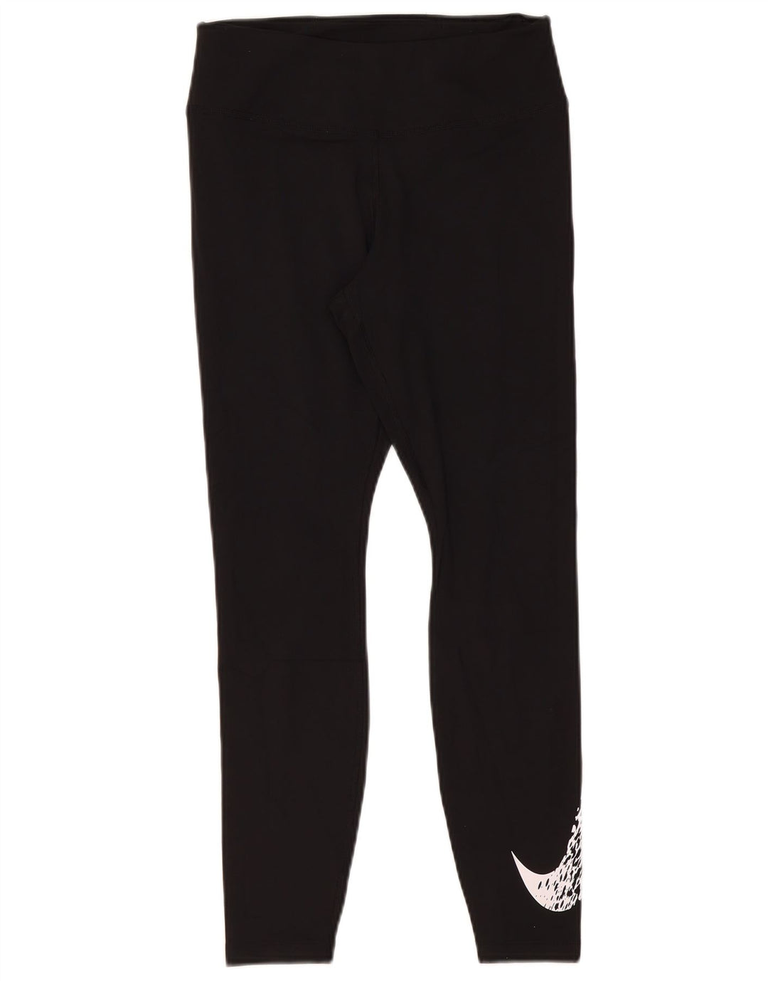 NIKE Womens Dri Fit Graphic Leggings UK 12 Mittelschwarzes Polyester