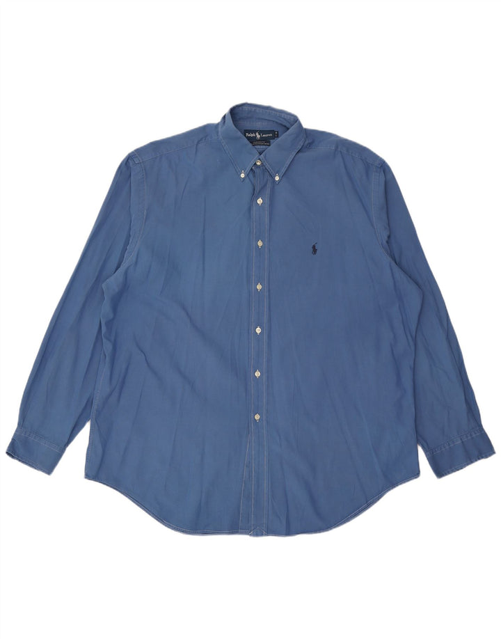 RALPH LAUREN Herren Yarmouth Loose Fit Hemd Größe 17 XL Blaue Baumwolle