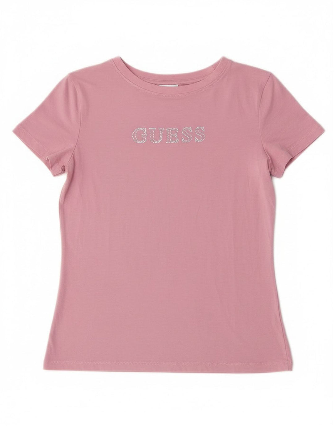 Guess Kurzarm-Grafik-T-Shirt für Damen, Größe 38, kleines rosa Logo