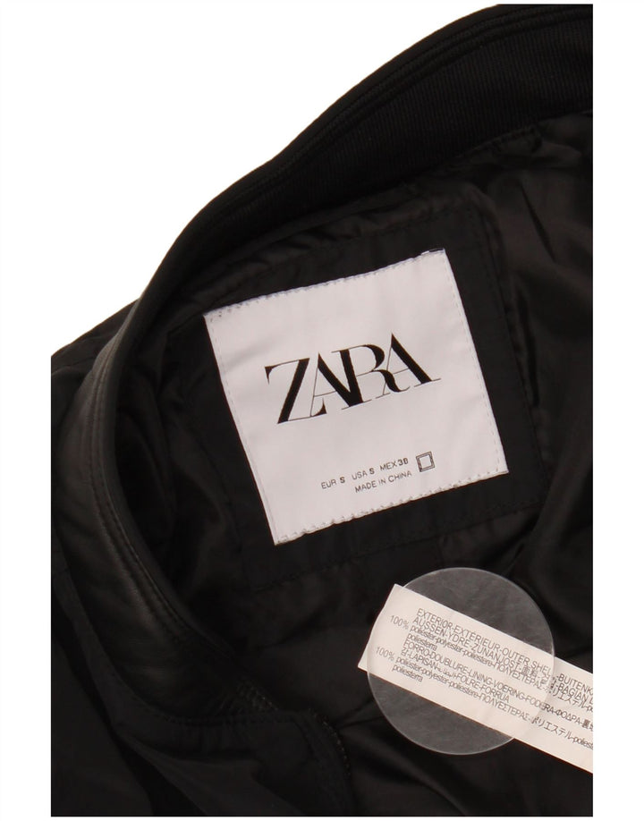 ZARA Herren Bomberjacke UK 36 Small Schwarz Polyester