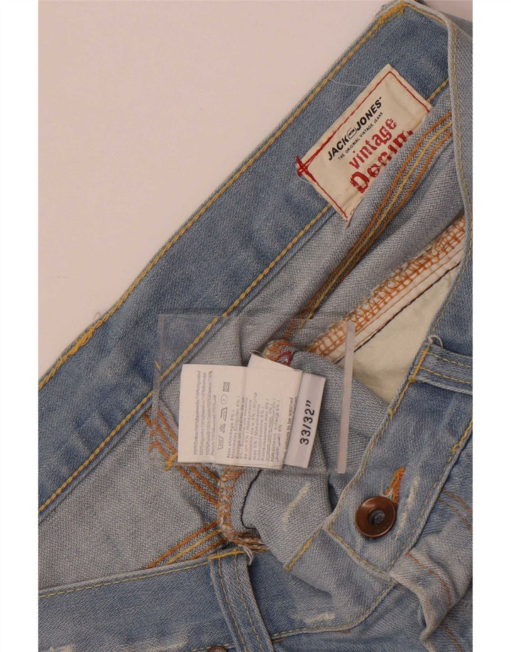 Jack & Jones Herren Distressed Bootcut Jeans W33 L32 Blaue Baumwolle