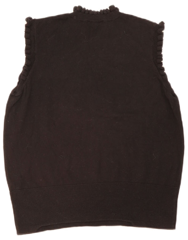 Oasis Damen-Rüschenwesten-Tanktop UK 16 Large Schwarz Baumwolle