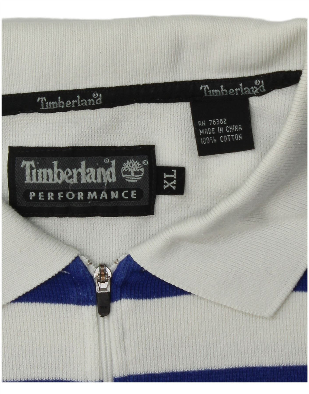 TIMBERLAND Herren Poloshirt XL blau gestreift aus Baumwolle