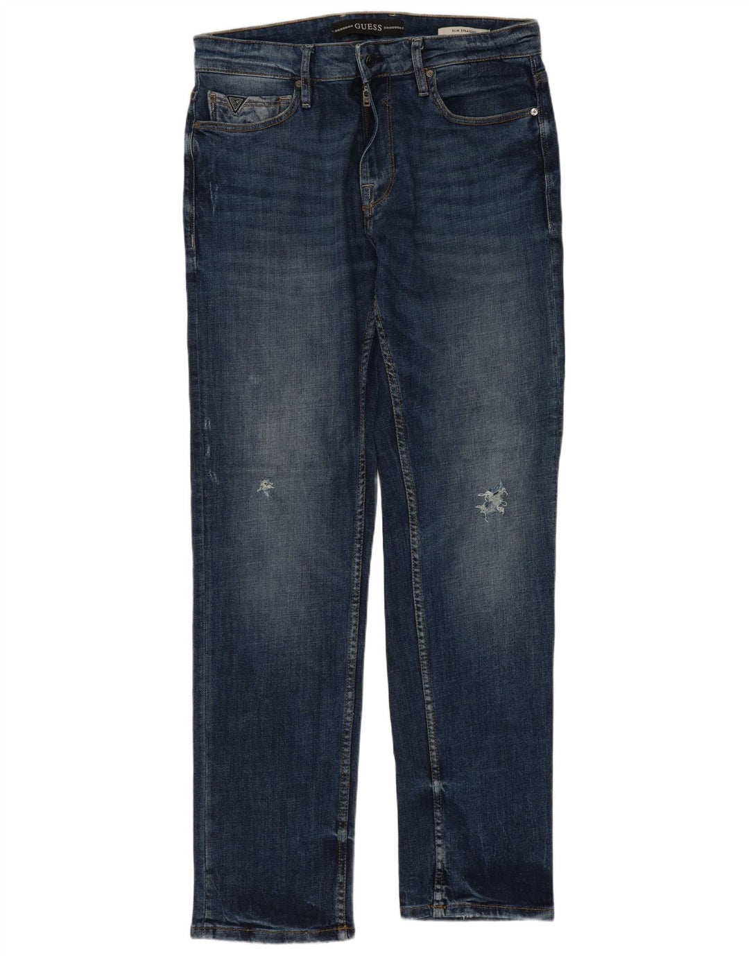 Guess Herren Distressed Slim Straight Jeans W33 L32 Blau