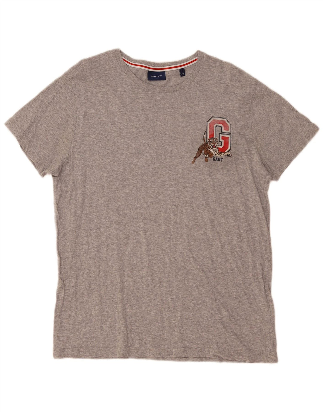 Gant Herren-T-Shirt mit Grafik, Größe L, aus grauer Baumwolle