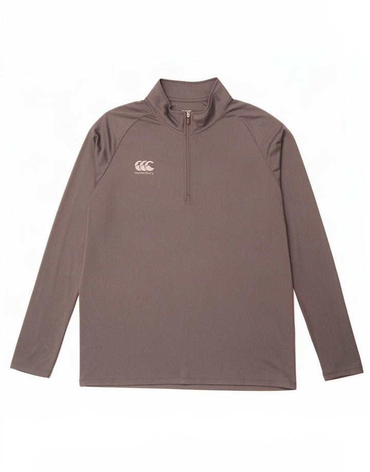 Canterbury Herren-Pullover-Trainingsanzugoberteil mit Reißverschluss am Hals, großes graues Polyester