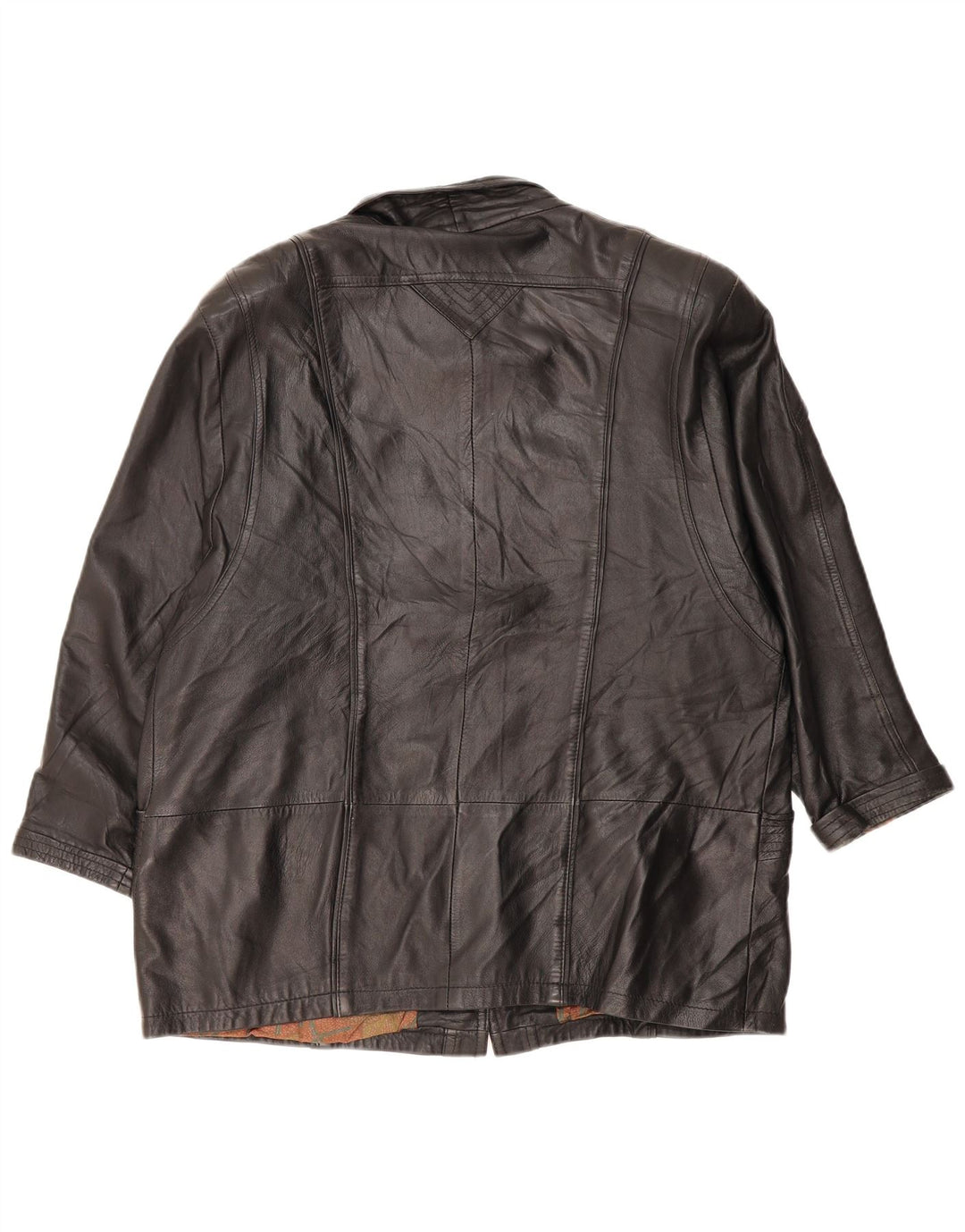 VINTAGE Womens Leather Jacket EU 48 2XL Black Leather