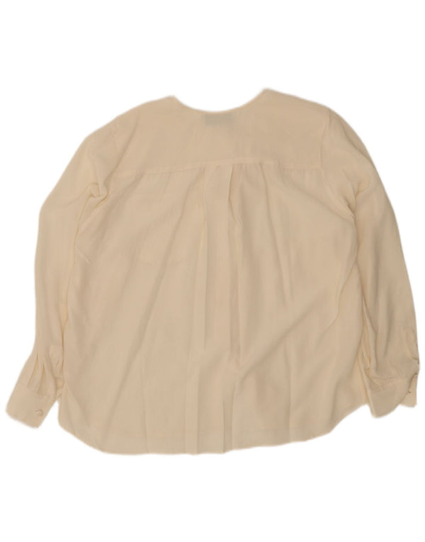 Vintage Damen übergroße Hemdbluse IT 50 XL Beige Seide