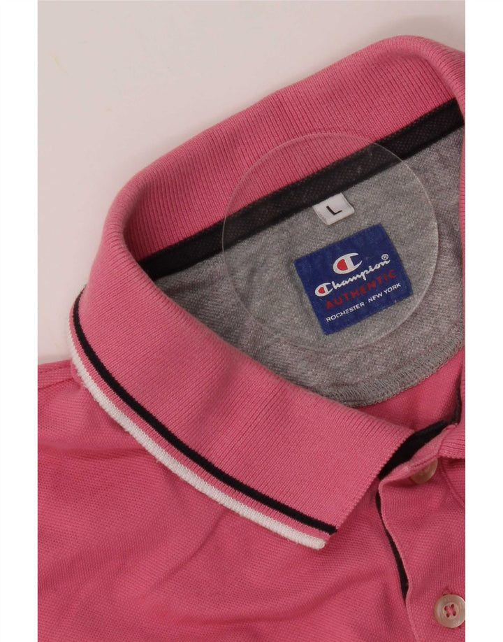 Champion Herren-Poloshirt, groß, rosa gestreift