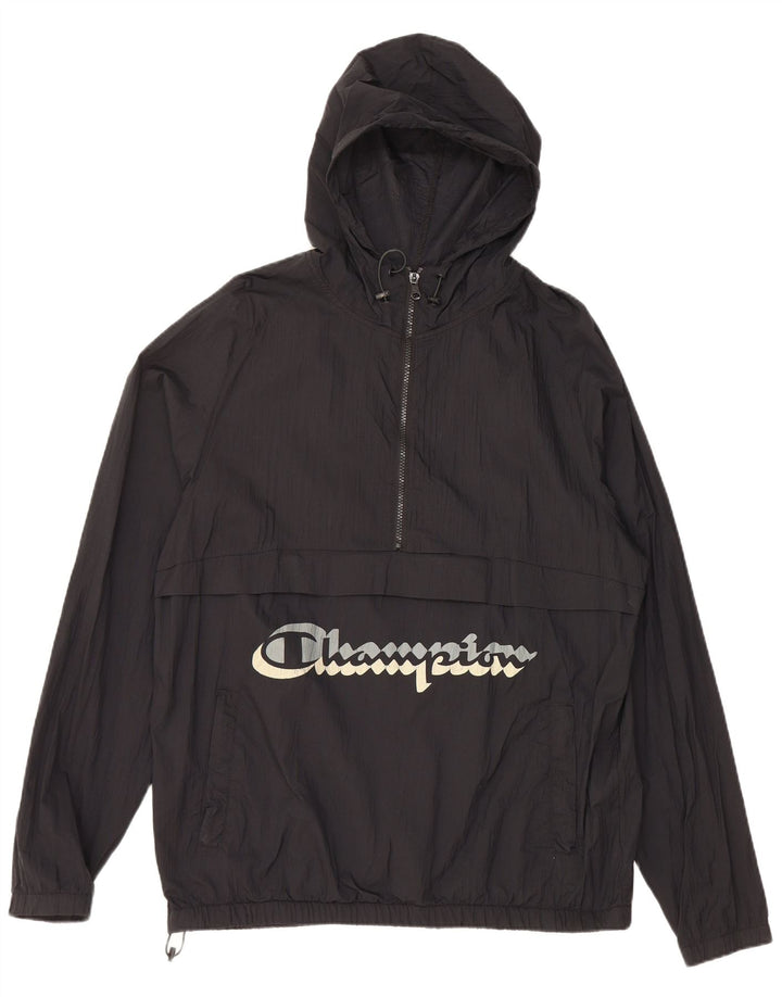 CHAMPION Herren Kapuzenpullover Regenjacke UK 40 Large Schwarz Polyamid