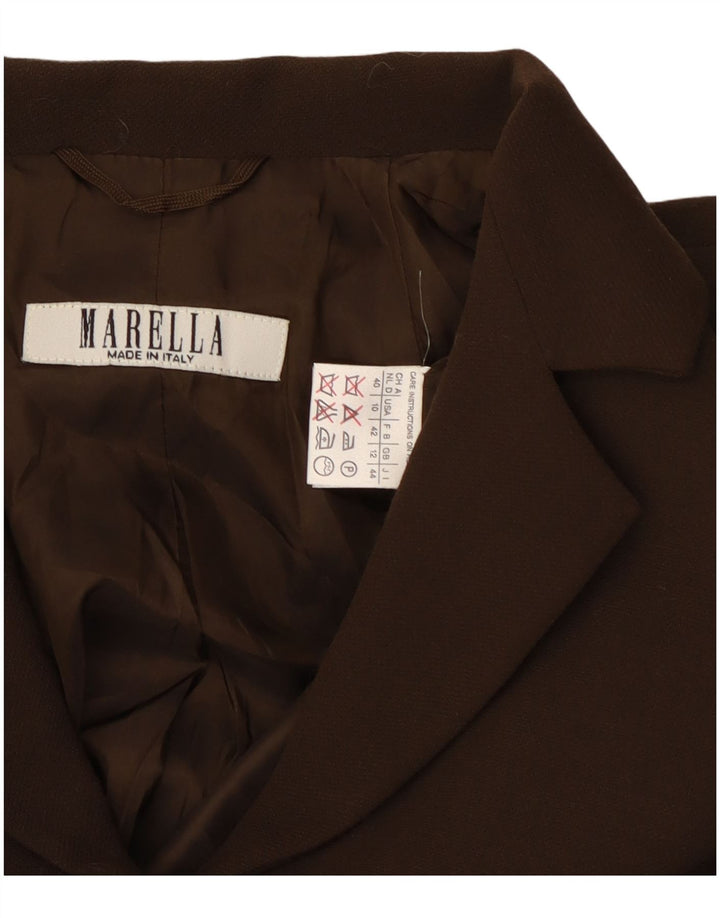 Marella Damen-Blazer mit 4 Knöpfen, UK 12, mittelbraun, klassische Wolle