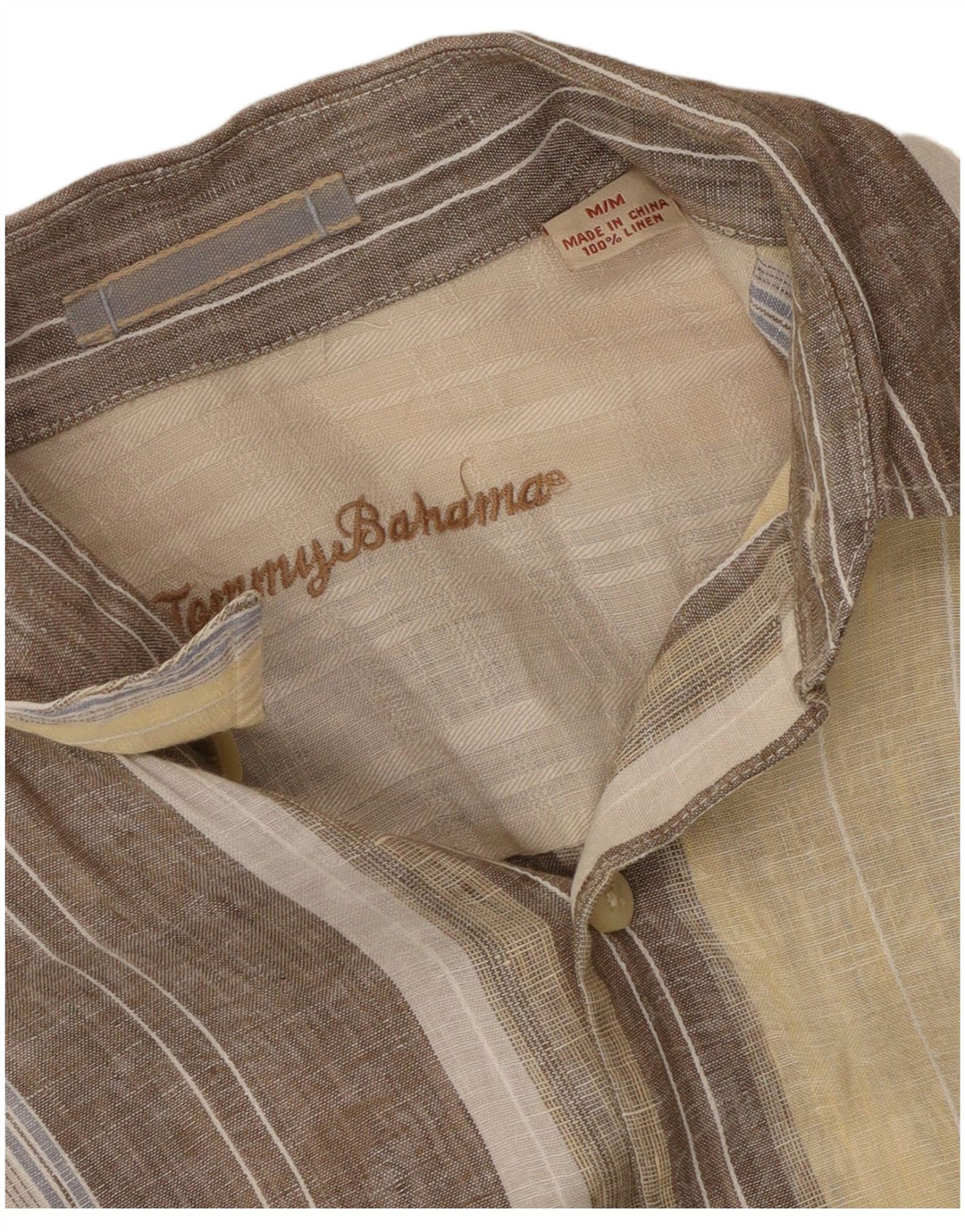 Tommy Bahama Herrenhemd Mittelbeige gestreiftes Leinen