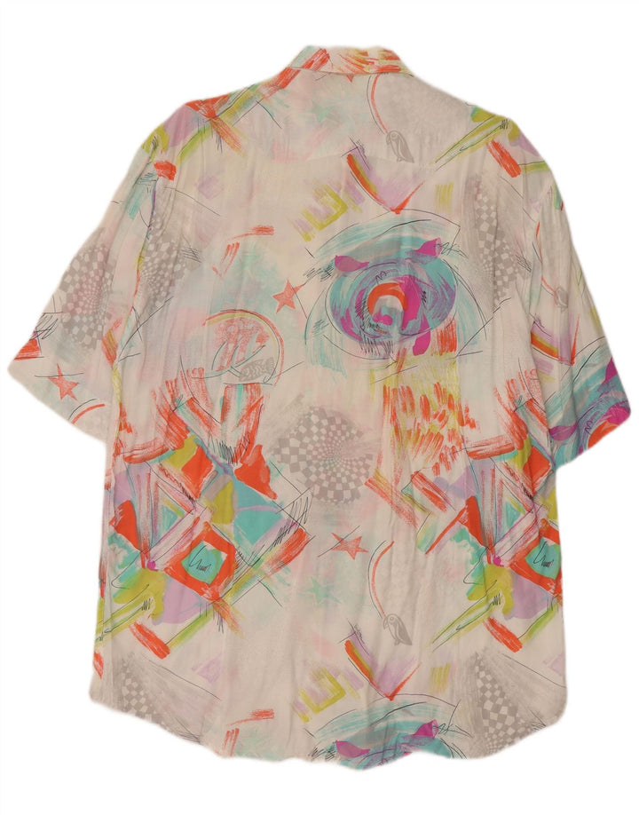 Vintage Herren Kurzarmhemd, groß, mehrfarbig, geometrisch, Viskose