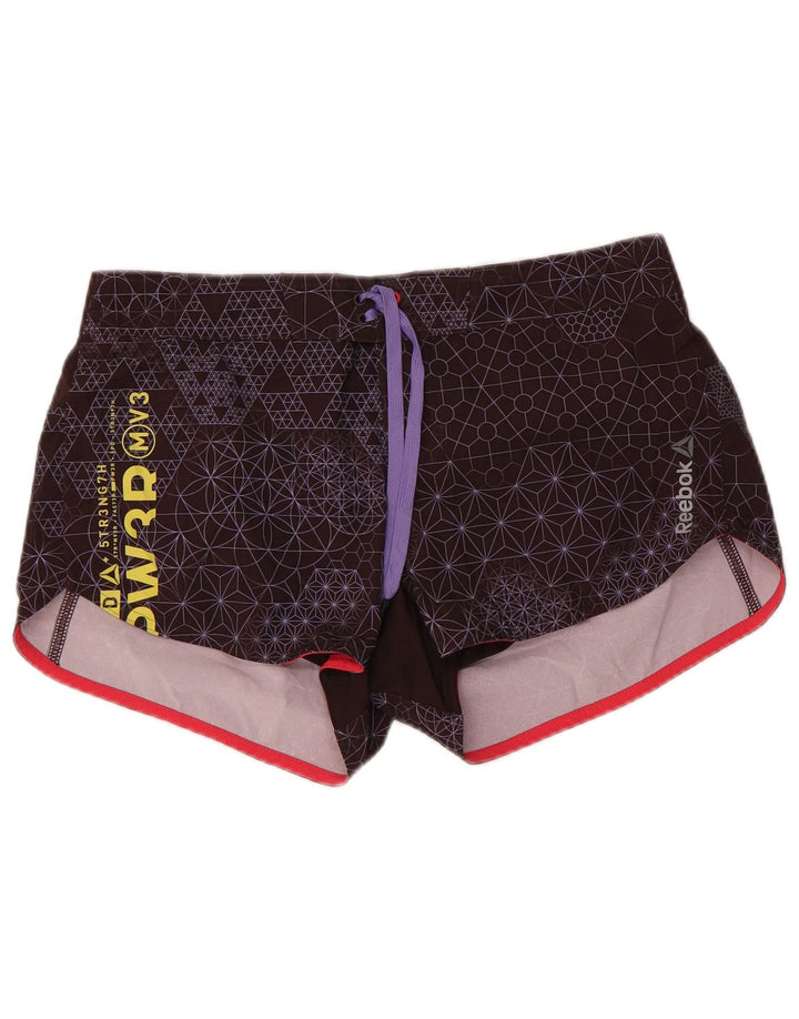 REEBOK Badeshorts mit Grafik für Damen UK 12/14 Mittelbraun Geometrisch