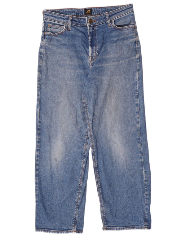 Lee Damen Crop Wide Leg Jeans W29 L26 Blaue Baumwolle