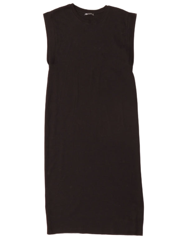 Ärmelloses, normales Etuikleid für Damen von Zara, Gr. 10, Größe S, Schwarz, Baumwolle