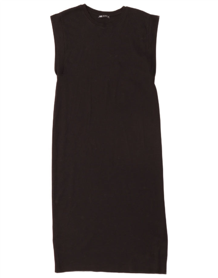 Ärmelloses, normales Etuikleid für Damen von Zara, Gr. 10, Größe S, Schwarz, Baumwolle