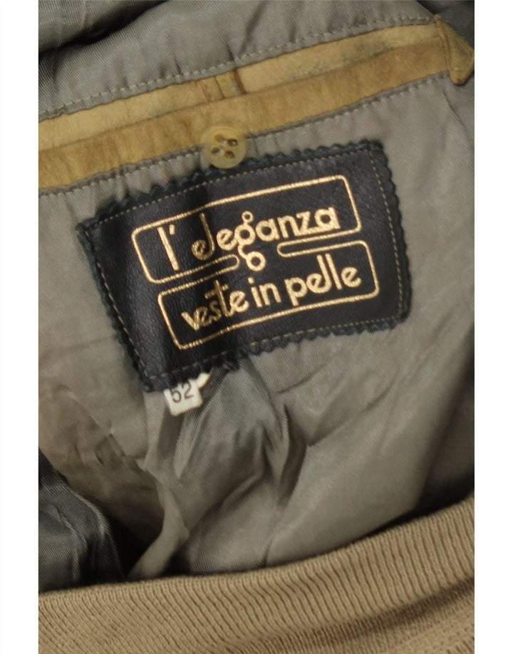 VINTAGE Herren Wildleder Bomberjacke IT 52 XL Khaki Leder