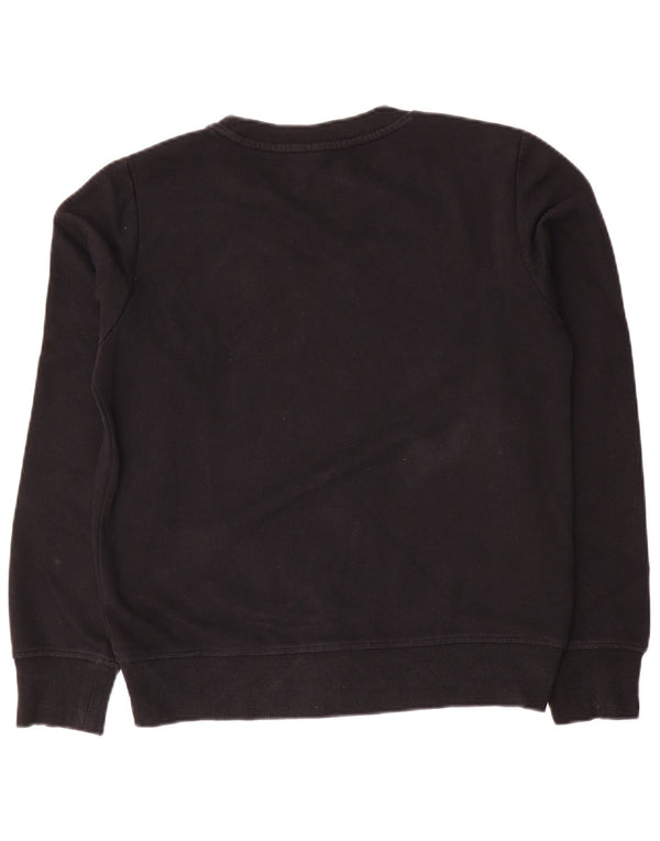 Champion Damen Grafik-Sweatshirt-Pullover UK 14 Mittelschwarze Baumwolle